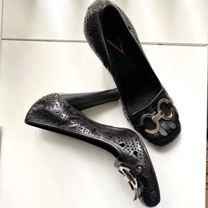 Vince Camuto Lazer Cut Leather Heels